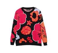 Black Floral Knit Pullover Jumper - female - Desigual - Round-neck Knitwear - Multicolor - XL - Knitwear XL