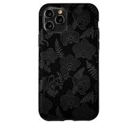 Black Floral Orchid Fern Pattern Print Abstract Flower Art Case for iPhone 11 Pro