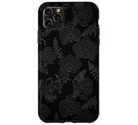 Black Floral Orchid Fern Pattern Print Abstract Flower Art Case for iPhone 11 Pro Max