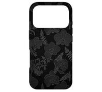 Black Floral Orchid Fern Pattern Print Abstract Flower Art Case for iPhone 17 Pro