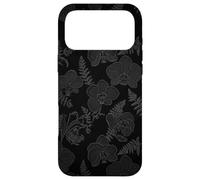 Black Floral Orchid Fern Pattern Print Abstract Flower Art Case for iPhone 17 Pro Max