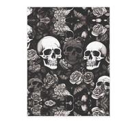 Black Floral Skull Crystal Sticker, 3D Stereoscopic Effect, Pattern Does Not Fall Off When Exposed to Water