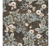 Rasch Tapeten 868913 Non-Woven Wallpaper with Flowers in White, Beige, Green, Blue, Black and Taupe from The Symphony Collection - 10.05 m x 0.53 m (L x W)