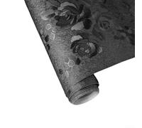 Black Floral Wallpaper, Easy-to-Install Easily Create Atmospheric Space Self-Adhesive Wall Covering Peel(45cm*1m)
