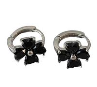 Black Flower Ear Climber Woodland Luxe Earrings Unique Minimalist Design Elegant Versatile Jewelry Gift for Her