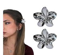 Black Flower Hair Accessories for Women - 2 x 4 cm Small Flower Hair Clips, Flower Hair Clips for Girls Elegant Flower Hair Clip for Extra Volume