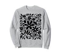 Black flower pattern floral graphic flowers vintage boho art Sweatshirt