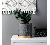 Black Flowerpot European Style Marble Pattern Ceramic Plant Pots Large Round Simple Literary Bonsai Outdoor Garden Decoration Succulent Planter Flower Pot,