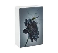Black Flowers and Dragonfly Cigarette Case Stylish Lightweight Pocket Holder Case for Smoke Waterproof Cigarette Dispenser Cigarettes Accessories for Outdoor Camping Hiking
