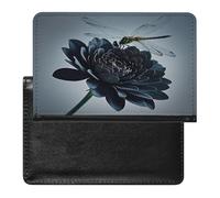 Black Flowers And Dragonfly Passport Holder Passport Cover Protector Essentials with Credit Card Slots for Women Men