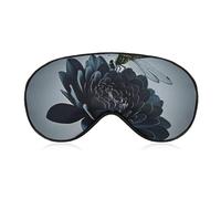 Black Flowers and Dragonfly Sleep Mask Comfort Travel Eye Masks with Adjustable Elastic Strap Soft Funny Block Light Sleep Eye Cover for Side Sleeper for Nap Men Women Gift