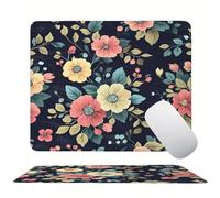 Black Flowers Mouse Mat 20 x 15 cm Ultra Thin, with Stitched Edges Office Mouse Pad, Non-Slip Rubber Base, Waterproof & Washable, Home Desk Accessories, Aesthetic with Design Mousepad 200x150mm s0z-28