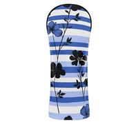 Black Flowers Royal Blue Striped Golf Covers Headcover with Interchangeable No. Tags for Driver, Woods and Hybrid