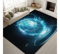 Black Fluffy Area Rugs Glowing Spheres Surreal Lightning Carpets Artistic Surreal Fantasy Sci-Fi Gaming Dreamy Non Shedding Easy Clean Rug 90 x 150 cm for Fantasy Room