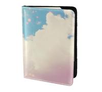 Black Fluid Firelight Reflection Travel Passport Holder Cover Wallet Leather Case Travel Essentials Luggage Accessories, Birds Flying Under White Clouds, One Size, Contemporary