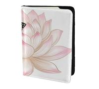 Black Fluid Firelight Reflection Travel Passport Holder Cover Wallet Leather Case Travel Essentials Luggage Accessories, Beautiful Lotus Flowers In The Pond, One Size, Contemporary