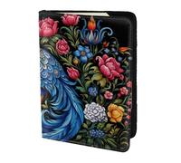 Black Fluid Firelight Reflection Travel Passport Holder Cover Wallet Leather Case Travel Essentials Luggage Accessories, Beautiful Peacock In The Flowers, One Size, Contemporary
