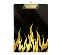 Black Fluorescent Cool Flame Gold clipboard Portfolio in Front Transparent for Personalized clipboards for Teachers Tabla para escribir Size 9 x 12
