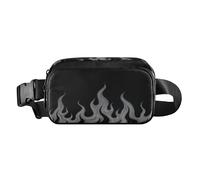 Black Fluorescent Cool Flame Gray Fashionable Fanny Waist Pack for Women Men Water Resistant with Adjustable Strap for Cycling Hiking Gym mariconeras de cintura para