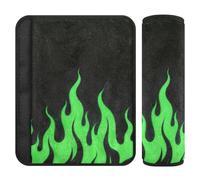 Black Fluorescent Cool Flame Green car seat Shoulder Strap Covers,Stop seat Belt Cutting into Neck,seat Belt Cover Cute for Truck Airplane Most Cars forro para cinturon de segurida
