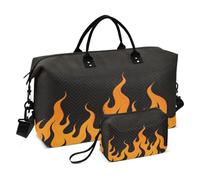 Black Fluorescent Cool Flame Orange Decorative Weekend Bag Gym Carry on Duffel Bags with Toiletry for Business Trips Foldable Bolsa de lona para viaje