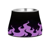 Black Fluorescent Cool Flame Purple Bowl for Pets Enhanced Stainless Steel Pets Water Bowls for Slow Feed Cats Whisker Fatigue