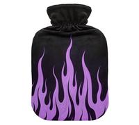 Black Fluorescent Cool Flame Purple hot-Water Bottle with Soft Cover, 2L Warm Compress for Arthritis, Arthritis