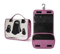 Black Flying Ghosts Travel Toiletry Bag for Women,Hanging Makeup Organizer with Hook for Shampoo