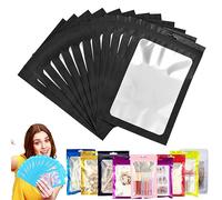 Black Foil Ziplock Smell Proof Mylar Holographic Packaging Resealable Storage Pouches Grip Seal Clear Plastic Bags,100pcs 7x10cm for Food, Jewelry, Electronics