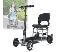Black,Foldable Electric Mobility Scooter, Portable 4 Wheel Travel Scooter, Scooters for Senior Citizens, for Travel and Daily Use, All-Terrain 32 Miles Range