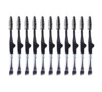 Black Foldable Mini Eyebrow Brush Makeup Tool 10pcs for Women | Artificial Fiber Bristles, Plastic and Aluminum Handle, Lightweight Build, Convenient Grip, Dual Use