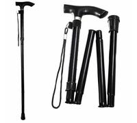 (Black) Folding Adjustable Height Cane Walking Sticks