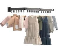 Black Folding Balcony Clothes Drying Rack, Space-Saving Wall-Mounted Aluminum Dryer, Multi-Functional Laundry Solution (54cm)