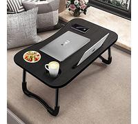 Black Folding Bed Table Adjustable and Portable for Laptop PC Notebook Computer Tablet 60 x 40 x 28 cm (Black)
