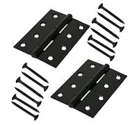 Black Folding Butt Hinges Steel Door Hinge 4 inch Timber Door Hinges Mild Steel Butt Door Hinge for Internal External Doors Solid Doors Square Corners 1 Pair.
