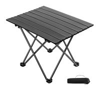 Black Folding Camping Side Table with Carry Bag Small Ultralight Carbon Steel Table for Outdoor Cooking Picnics Camping and Boating