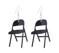 Black Folding Chair Earrings For Women Funny Colorful Glitter Acrylic Chair Earrings Quirky 3d Simulation Backrest Chair Dangle Drop Earrings Statement Jewelry