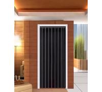 Black Folding Door - Wood Grain PVC Sliding Doors for Kitchen Wardrobe Closet Room Dividers with Handle - Magnetic Closure 59x80in (150x203cm)