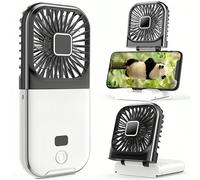 (black) Folding handheld fan USB charging digital display outdoor mini neck hanging power bank fan，gift