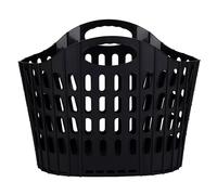 (Black) Folding Laundry Basket Plastic Space Saving Clothes Washing Hamper 25L