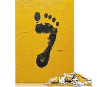 Black Footprint on Yellow Textured Background Puzzle Premium 100% Recycled Board Paper Rectangular Jigsaw Puzzle for Adults Teen Unique Gift 500pcs (52x38cm)