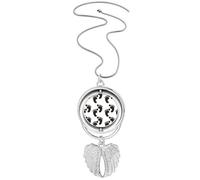 Black Footprint Simple Outline Protect Animal Pendant Angel Wings Rotating Necklace Jewelry
