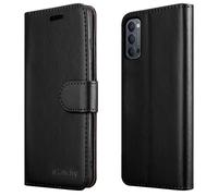 (Black) For OPPO Reno4 5G Leather Wallet Case
