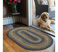 Black Forest Braided Oval Rugs 27"x45" - Country Rustic Kitchen Rugs, Also Ideal for Bathroom and Outdoor Entryways - Machine Washable, Soft, Water Absorbing and Reversible