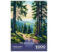 Black Forest Germany Landscape Illustration 1000 Piece Jigsaw Puzzle, Old Europe Travel Artwork, Decorative Artwork, Premium Paper Puzzle, Travel Gift for Home Décor Fans, 70x50cm/1000pcs