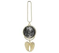 Black Forest Japanese Moon Car Pendant Metal, Aesthetic Decor Auto Mirror Hanging Ornament Charm Pendant for Car Rear View Mirror, Golden-Style