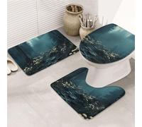 Black Forest Mushroom Bathroom Rugs Sets 3 Piece, Soft Absorbent Memory Foam Bath Mats And U Shaped Contour Toilet Rug, Home Decoration, Quick Dry