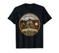 Black Forest with Mountains Forest Landscape Deer and Cuckoo Clock T-Shirt