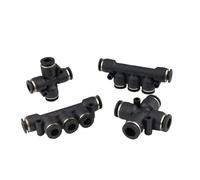 Black Four-Way Five Ventilation Pneumatic Hose Connector Quick Plugs Plastic PZA/PK4/6/8/10 1Pcs(五通PK4(Black))