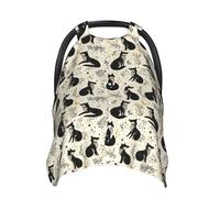 Black Fox Moon Print Baby Car Seat Covers, Breathable Nursing Cover Breastfeeding Cover, Stroller Covers, Multi-use Infant Carseat Canopy, Baby Boys Girls Newborn Essentials